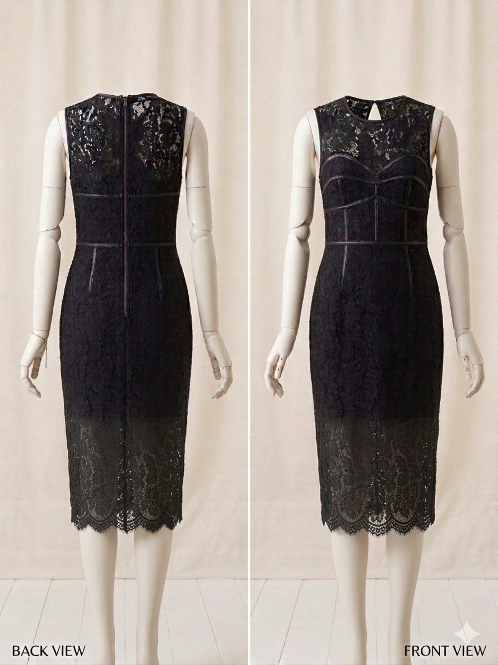 Milly Black Lace Midi Sheath Dress